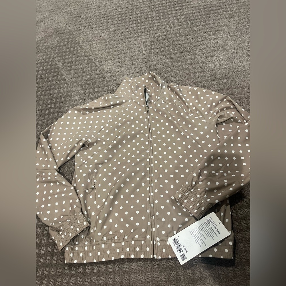 NWT Lululemon Adapted State Track Jacket, Simple Polka White Sheer Oak, Size 6 - Picture 4 of 6